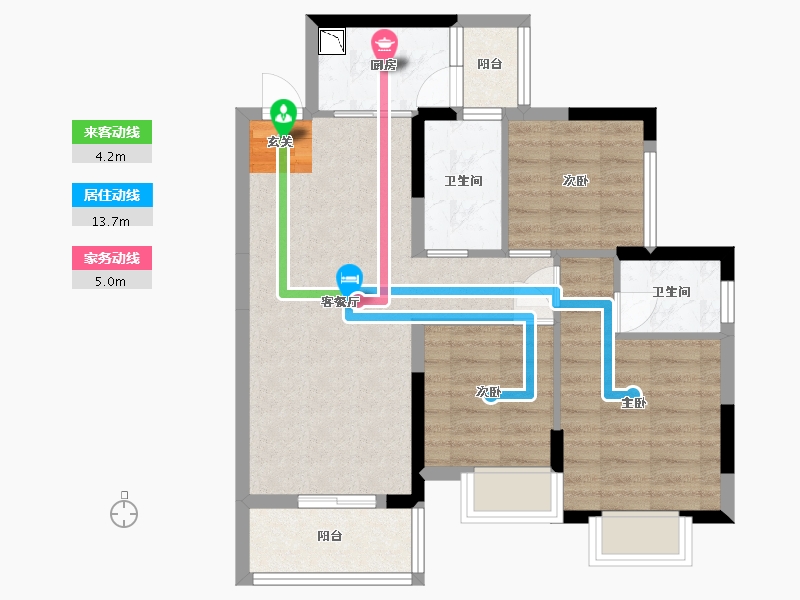 广东省-东莞市-天麟八号公馆-69.25-户型库-动静线