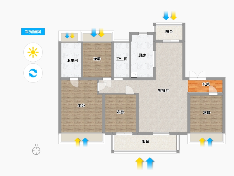 江苏省-扬州市-中信泰富锦辰-112.81-户型库-采光通风