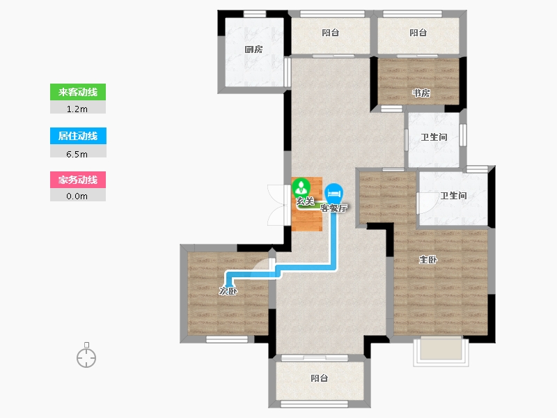 江苏省-扬州市-龙泊湾玉园-94.60-户型库-动静线