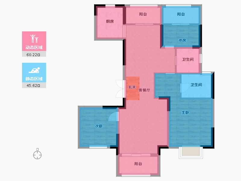 江苏省-扬州市-龙泊湾玉园-94.60-户型库-动静分区