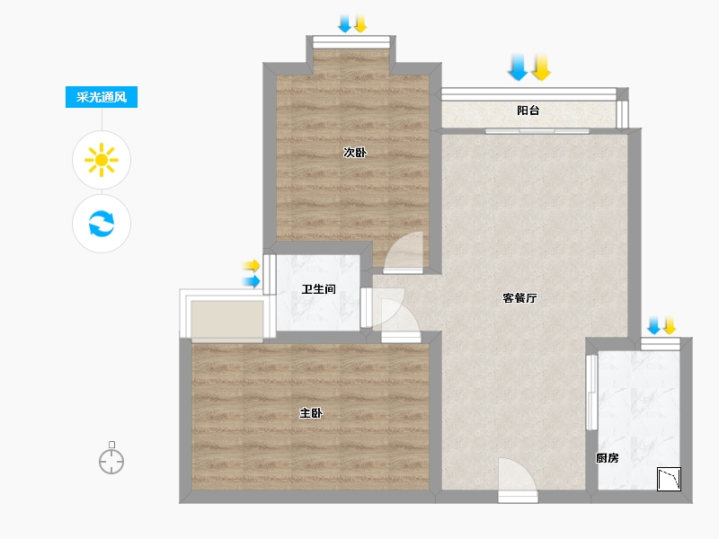 湖北省-宜昌市-柏临馨苑-60.73-户型库-采光通风