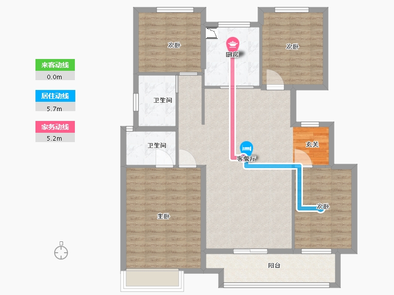 江苏省-扬州市-中海左岸-107.20-户型库-动静线