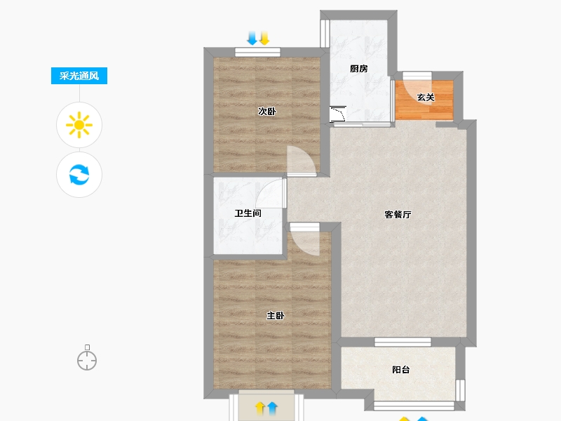 河北省-石家庄市-万科翡翠书院-56.97-户型库-采光通风