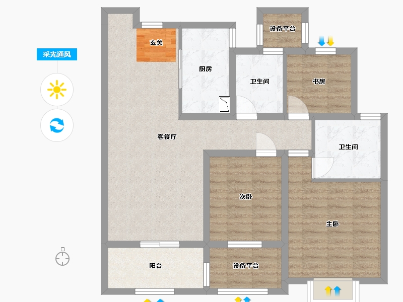 河北省-石家庄市-中冶德贤华府-89.57-户型库-采光通风