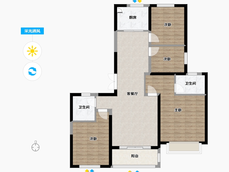 陕西省-西安市-奥园和悦府-108.00-户型库-采光通风