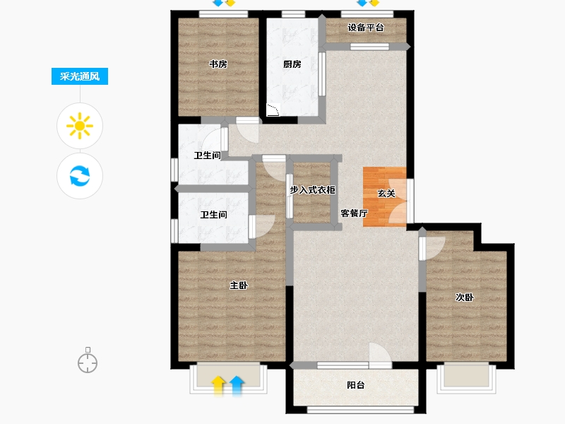 河北省-石家庄市-弘石湾・尚府-102.17-户型库-采光通风