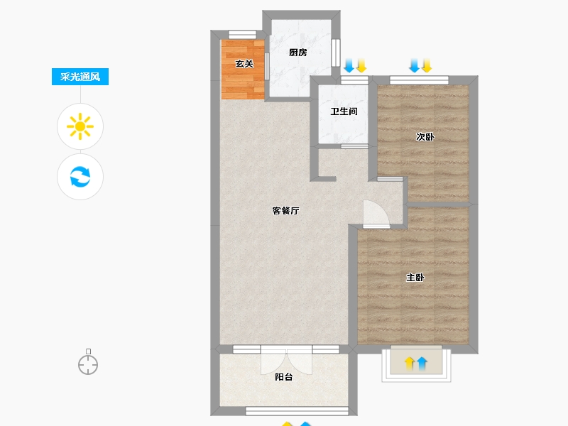 河北省-石家庄市-力高・悦麓兰庭-63.43-户型库-采光通风