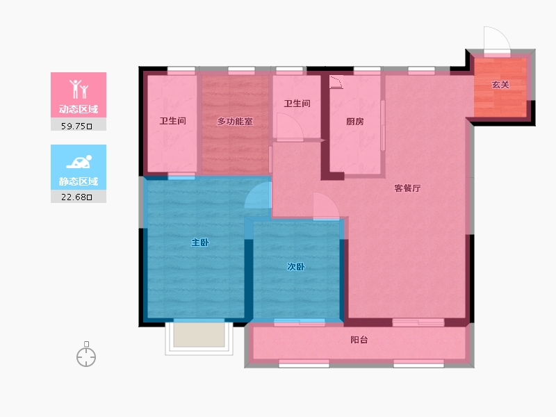 河北省-石家庄市-当代府MOMΛ-72.87-户型库-动静分区