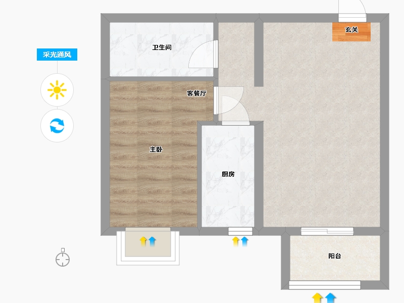 河北省-石家庄市-润江正定壹�院-46.48-户型库-采光通风