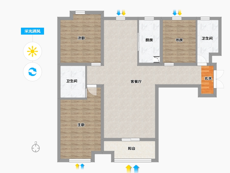 河北省-石家庄市-翰林国际-105.60-户型库-采光通风