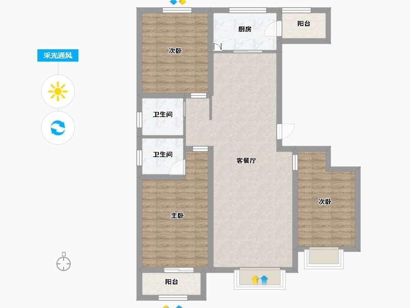 河北省-石家庄市-朗诗・未来街区-101.42-户型库-采光通风