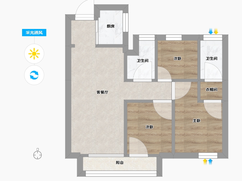 湖北省-武汉市-中南拂晓城-32.76-户型库-采光通风