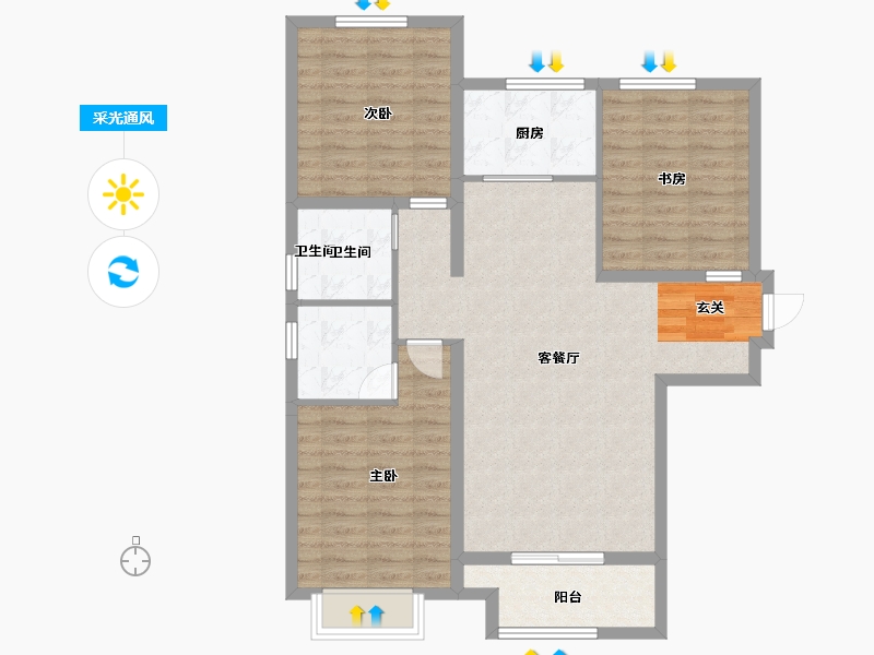 河北省-石家庄市-亨伦正顺府-92.80-户型库-采光通风