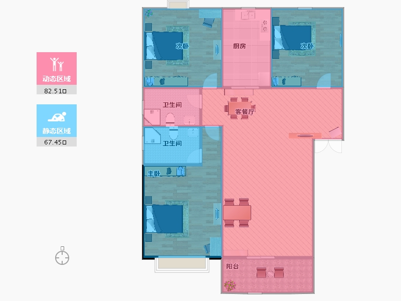 浙江省-杭州市-1111-141.50-户型库-动静分区