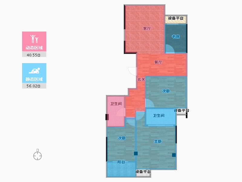 浙江省-嘉兴市-平湖南苑一品B123-91.25-户型库-动静分区