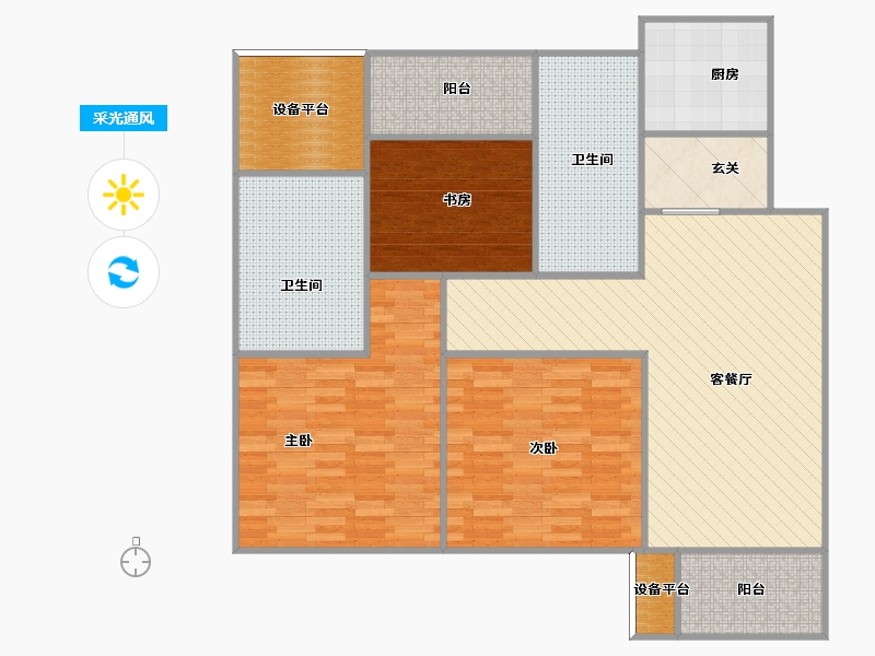 浙江省-嘉兴市-上城春天里130平方-120.75-户型库-采光通风