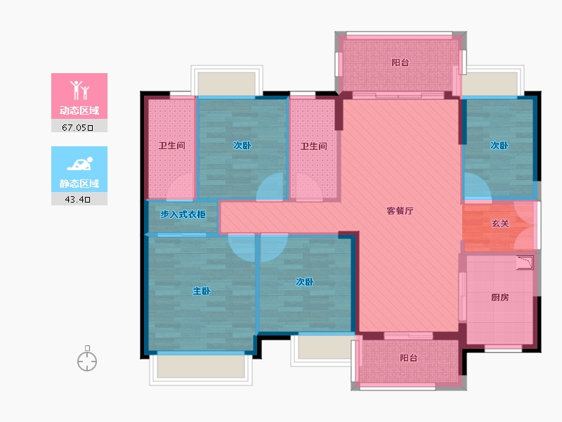 广东省-珠海市-时代倾城-96.97-户型库-动静分区