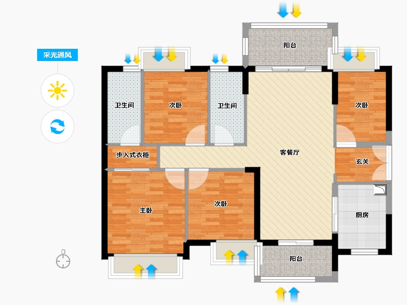 广东省-珠海市-时代倾城-96.97-户型库-采光通风