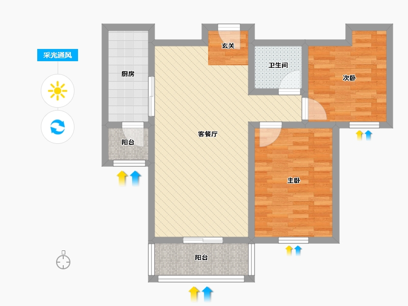 河北省-廊坊市-东方美庭-68.70-户型库-采光通风