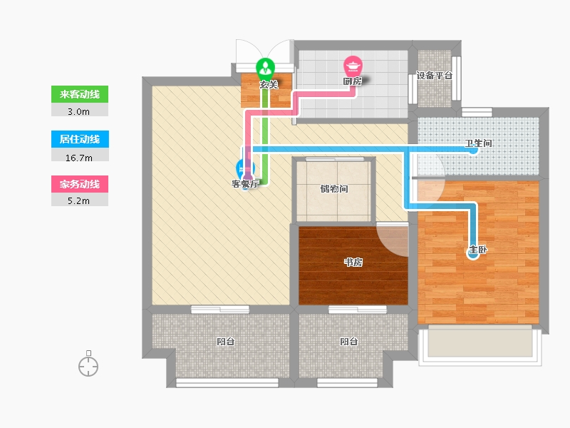 江苏省-南通市-凯旋华府-68.98-户型库-动静线