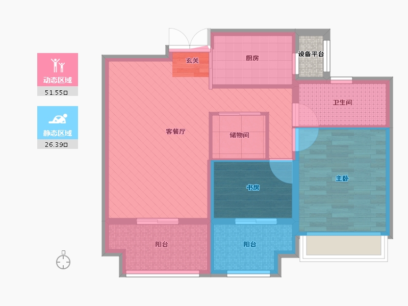 江苏省-南通市-凯旋华府-68.98-户型库-动静分区