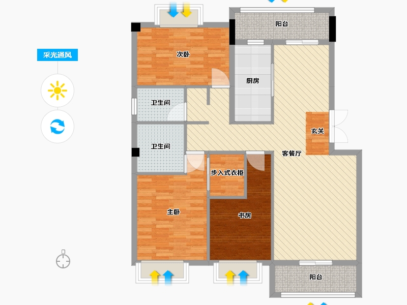 湖北省-黄冈市-山水名居-107.00-户型库-采光通风