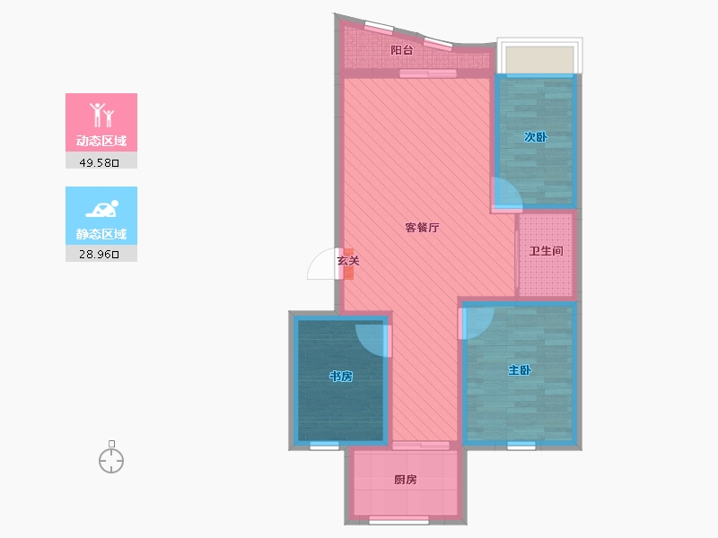 新疆维吾尔自治区-乌鲁木齐市-蓝调一品A区-67.63-户型库-动静分区