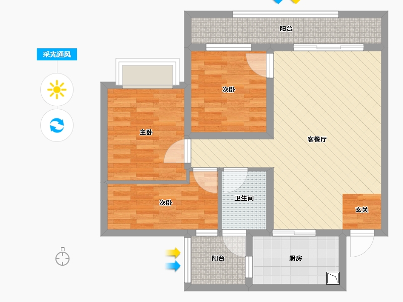 四川省-遂宁市-锦尚居-70.49-户型库-采光通风