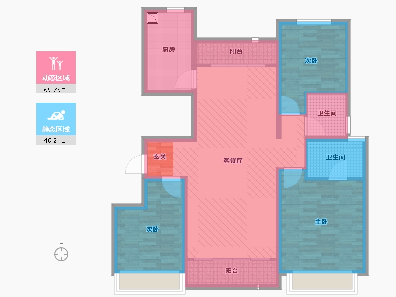 宁夏回族自治区-银川市-阅海一号院-98.80-户型库-动静分区