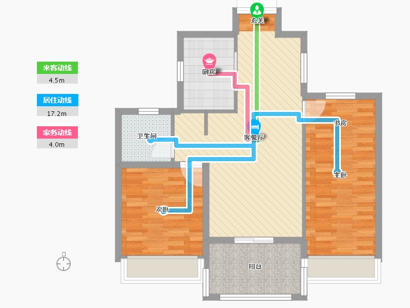 浙江省-绍兴市-东湖庄园-71.70-户型库-动静线