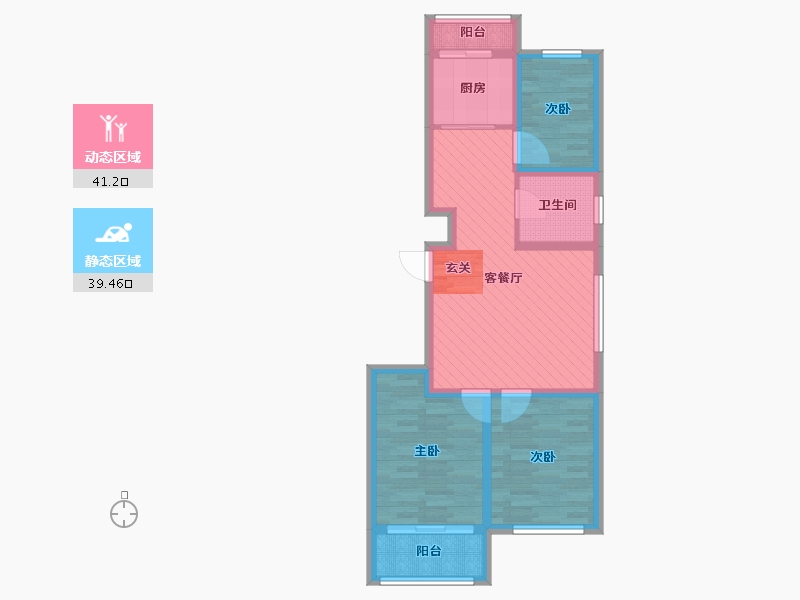 内蒙古自治区-赤峰市-宁城金宇佳苑B区-69.35-户型库-动静分区