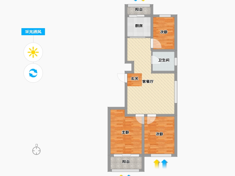 内蒙古自治区-赤峰市-宁城金宇佳苑B区-69.35-户型库-采光通风