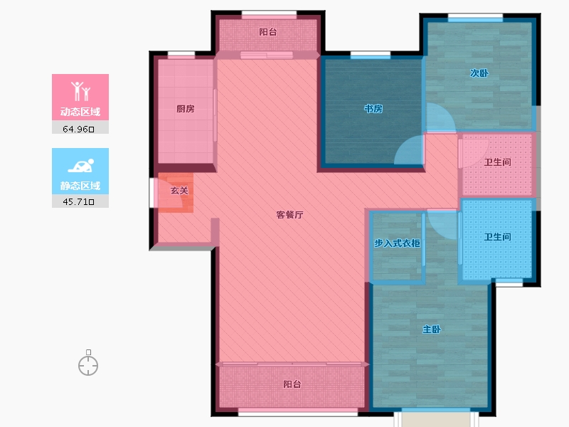 河北省-唐山市-迁安天洋城4代-97.62-户型库-动静分区