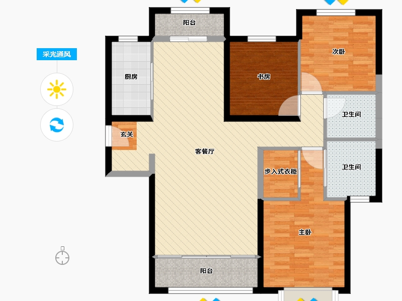 河北省-唐山市-迁安天洋城4代-97.62-户型库-采光通风