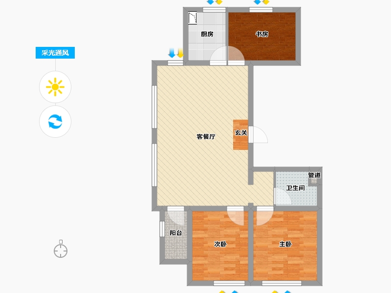 山东省-青岛市-山大乐水居-76.77-户型库-采光通风