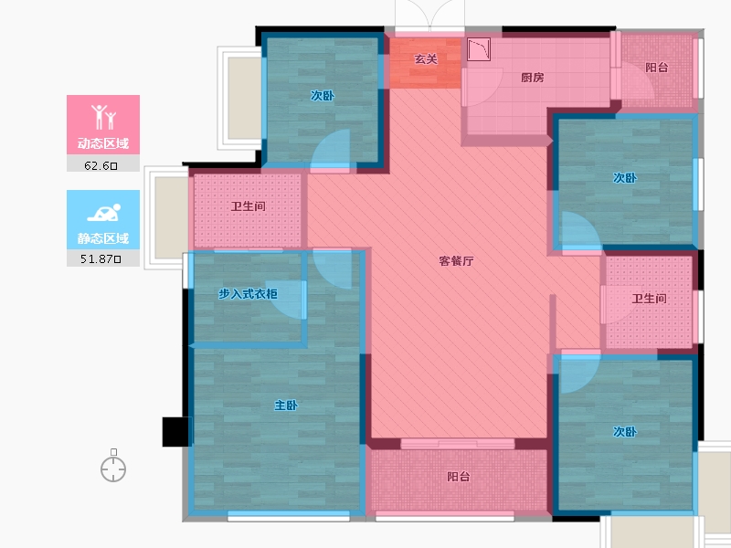 四川省-绵阳市-绵阳CBD万达广场-99.36-户型库-动静分区