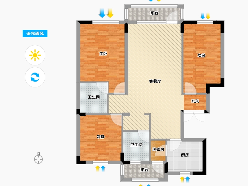 吉林省-四平市-四平市波尔多小镇-101.30-户型库-采光通风