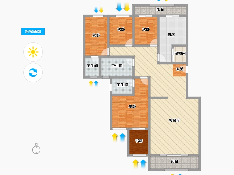 河南省-郑州市-东明花园-161.18-户型库-采光通风