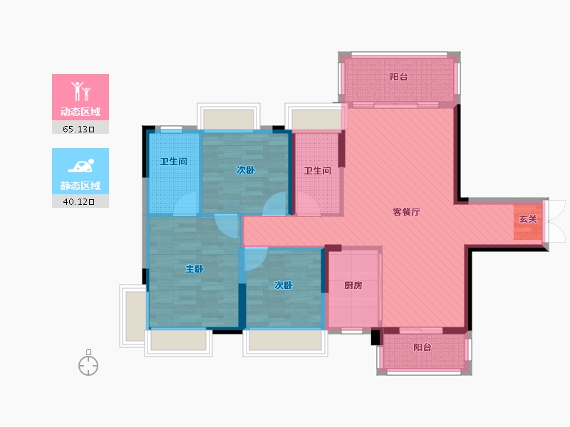 湖南省-衡阳市-雁城国际公馆-92.53-户型库-动静分区