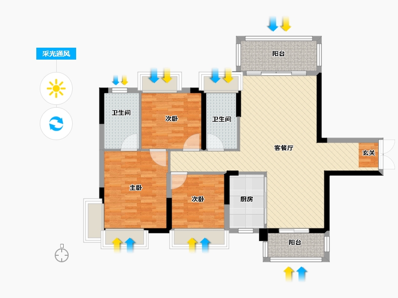 湖南省-衡阳市-雁城国际公馆-92.53-户型库-采光通风