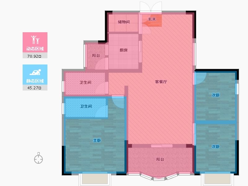 江西省-九江市-金色阳光小区-101.50-户型库-动静分区