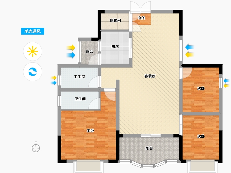 江西省-九江市-金色阳光小区-101.50-户型库-采光通风