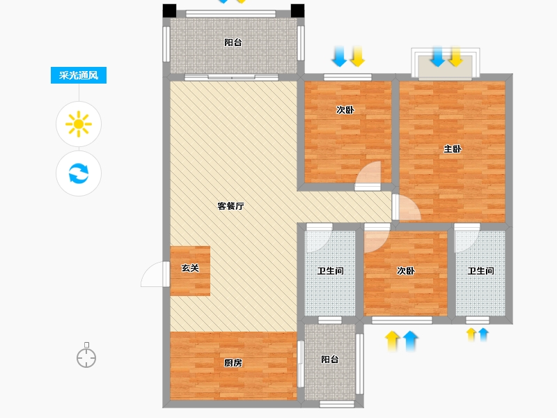 贵州省-遵义市-华瑞城-105.33-户型库-采光通风