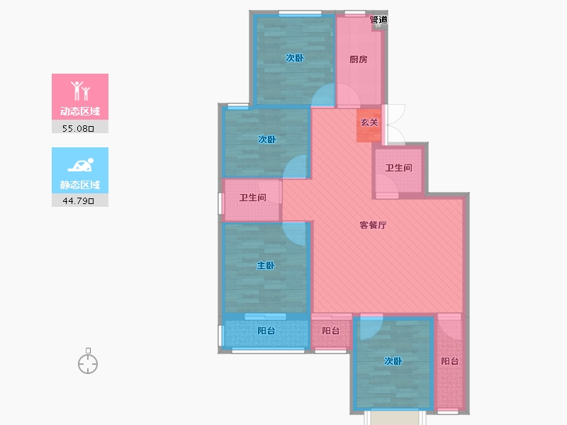 贵州省-毕节市-天都龙城-87.45-户型库-动静分区