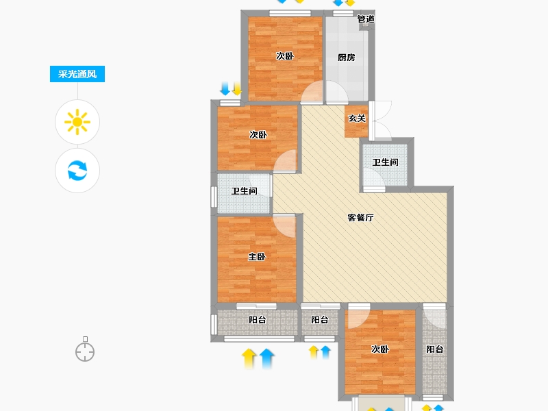 贵州省-毕节市-天都龙城-87.45-户型库-采光通风