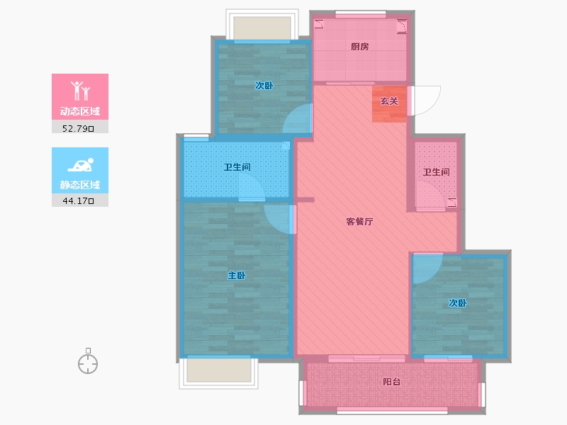 江苏省-苏州市-万科碧桂园-85.60-户型库-动静分区