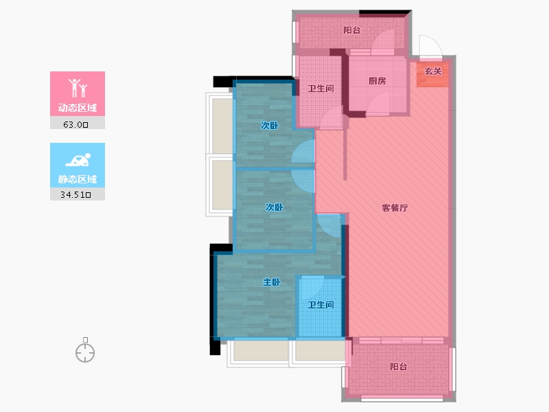 广西壮族自治区-贵港市-盛世嘉园-85.44-户型库-动静分区