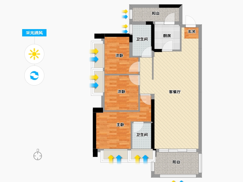 广西壮族自治区-贵港市-盛世嘉园-85.44-户型库-采光通风