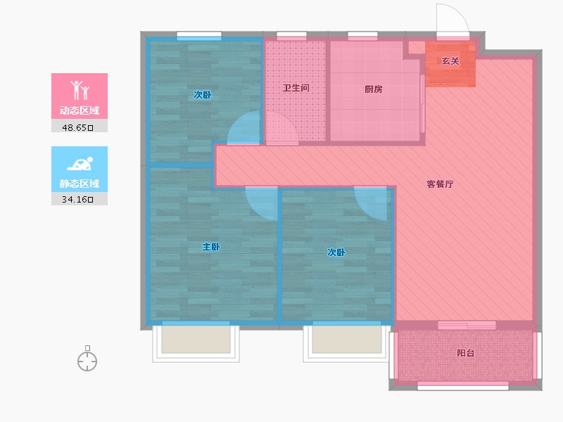 上海-上海市-景瑞城中公园-74.00-户型库-动静分区