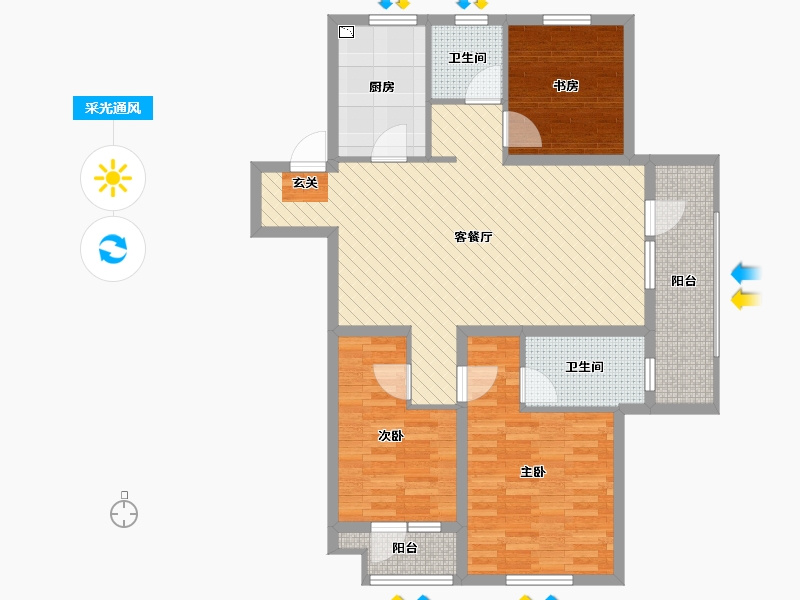 山东省-青岛市-新城玺樾-97.50-户型库-采光通风